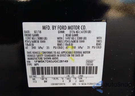 2018 Ford Explorer Xlt from USA, damaged, VIN 1FM5K7D83JGC28149